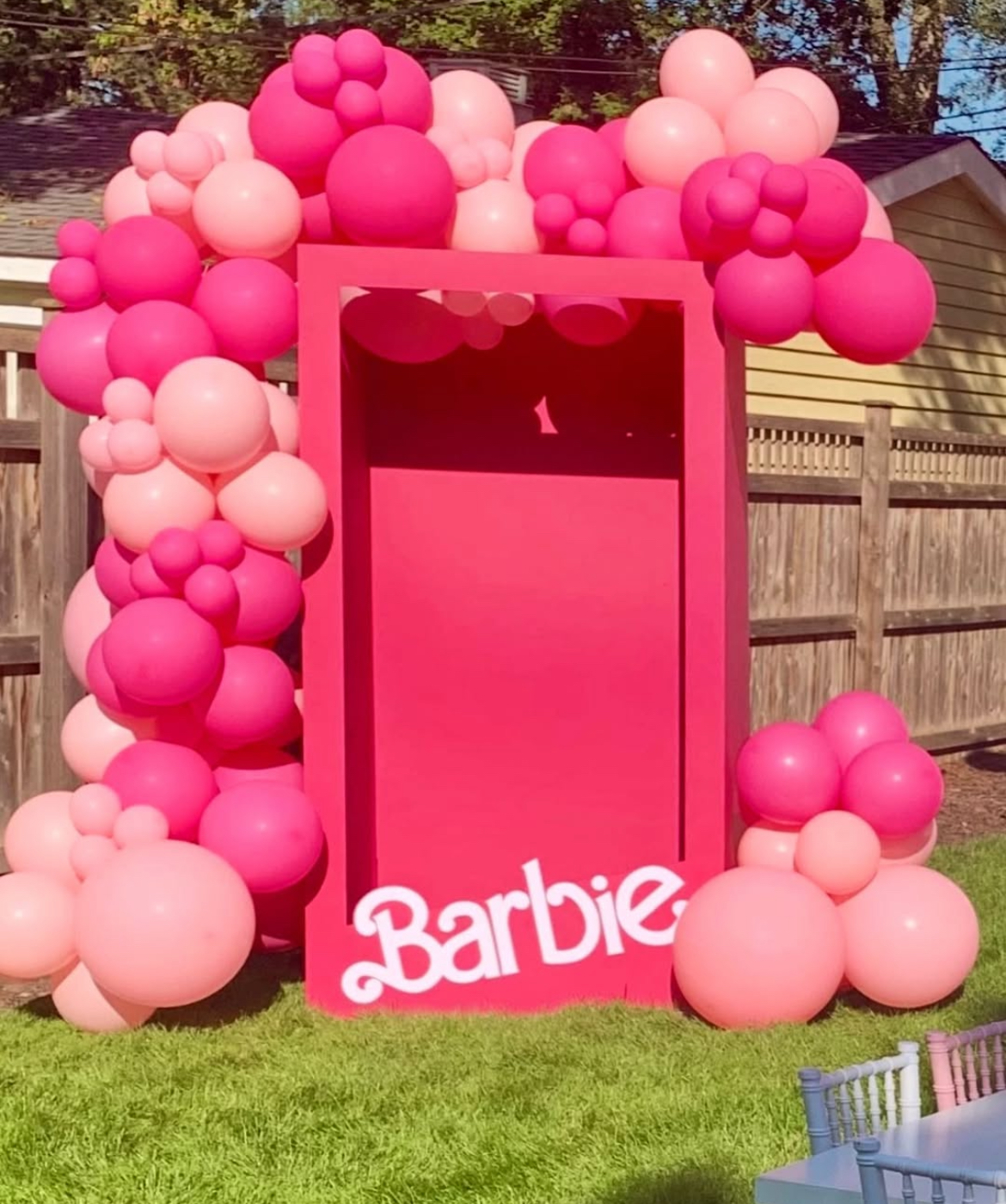 Life Size Barbie Box Rental Photo Booth W/ Balloons